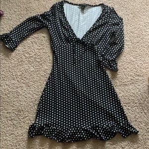 Polka dot frilly peplum style dress